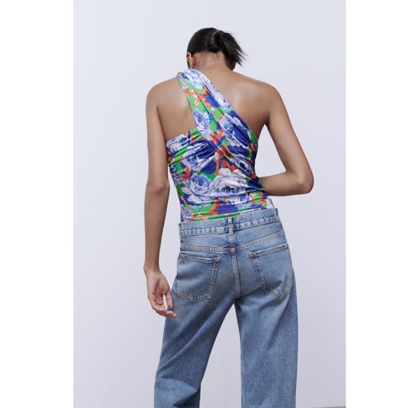 NWT - Zara Floral Asymmetrical Bodysuit - Picture 9 of 9